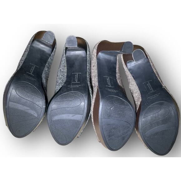 2 Pairs Women's Christian Siriano Tweed Tassel Black White Heels Platforms 11 - Picture 6 of 8